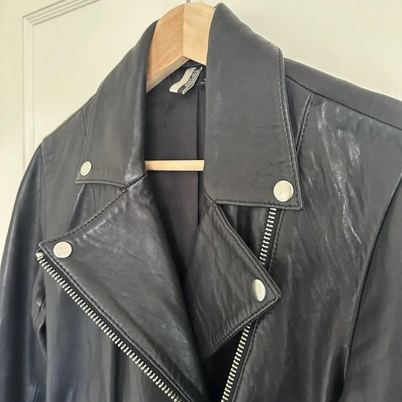 🖤 Gorgeous TOPSHOP 100% genuine leather motorcycle jacket - UK 10 / US 6